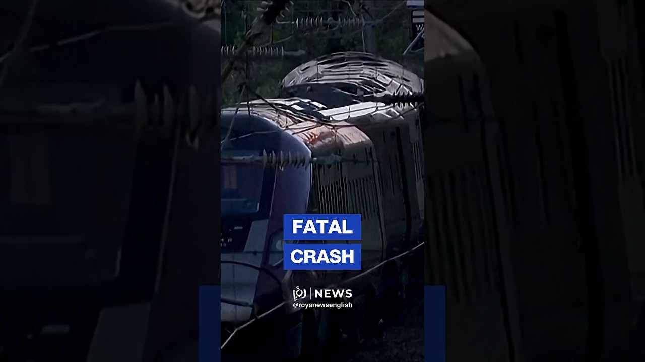 Aftermath of train collision north of London