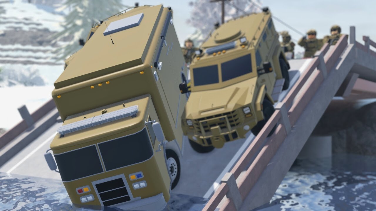NUCLEAR CONVOY GETS STUCK ON COLLAPSED BRIDGE! (emergency response liberty county)