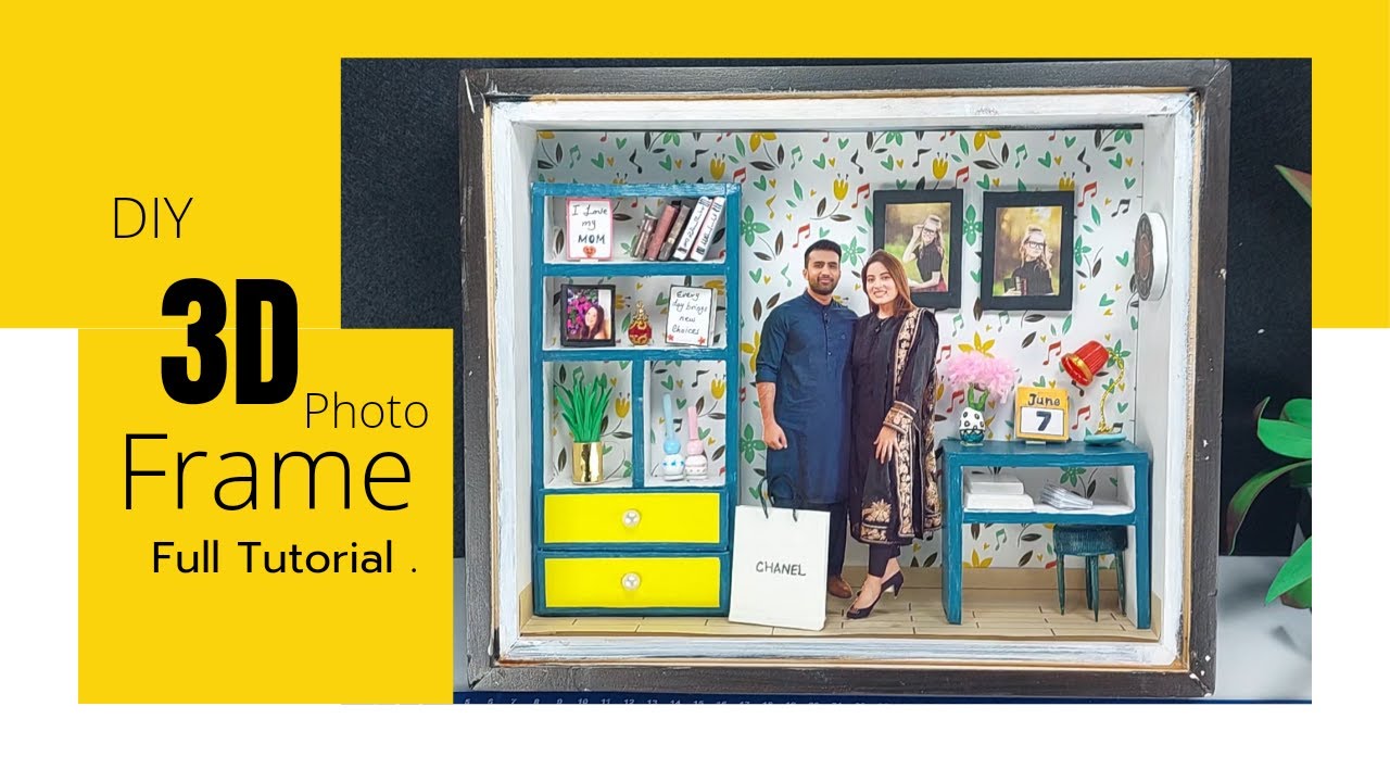 3D Photo Frame Making at Home | DIY 3D Miniature Photo Frame | How to Make Shadow Box at Home