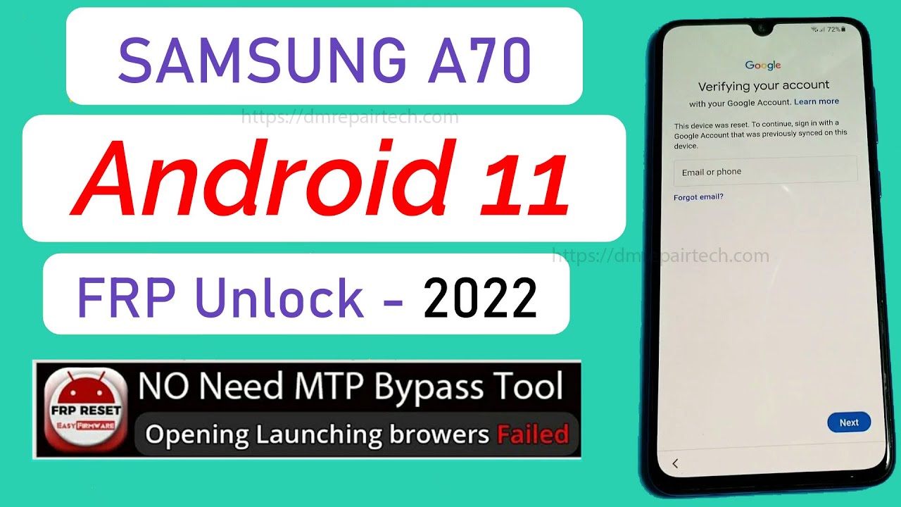 SAMSUNG A70 Frp Bypass Android 11 2022 | Something went wrong Fix - launching browser event Failed
