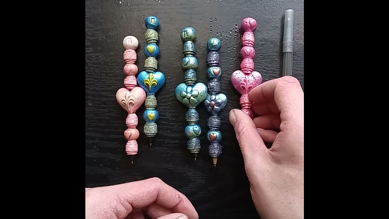 Polymer Clay Beaded Ink Pens From Scratch #claybeads #clayinspiration