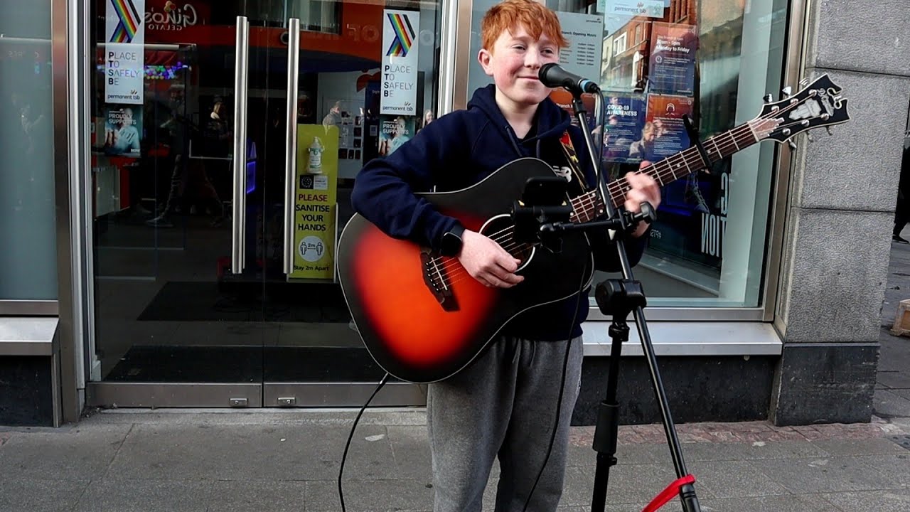 Meet Grafton Streets Newest and Youngest Busker 12 year old Fionn Whelan with Ed Sheerans 