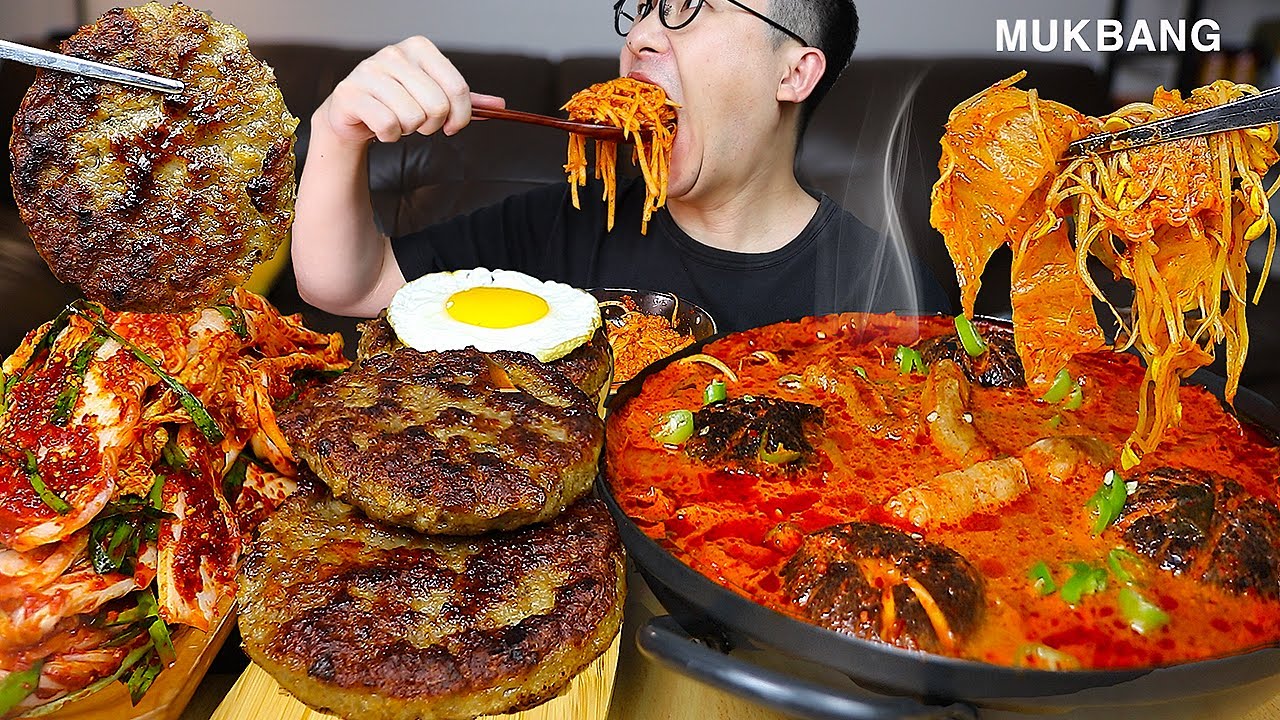 ASMR MUKBANGㅣSpicy Beef Tripe Hot Pot & Tteok-galbi & Fresh Kimchi & BibimbapㅣEATING SHOW