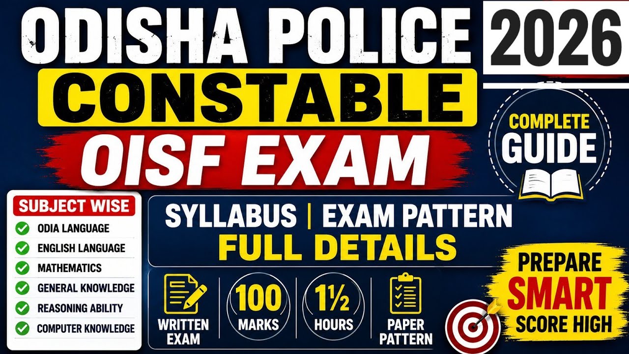 Odisha Police Constable Exam Pattern 2026 📚 | OISF Subject-Wise Syllabus (100 Marks Breakdown)