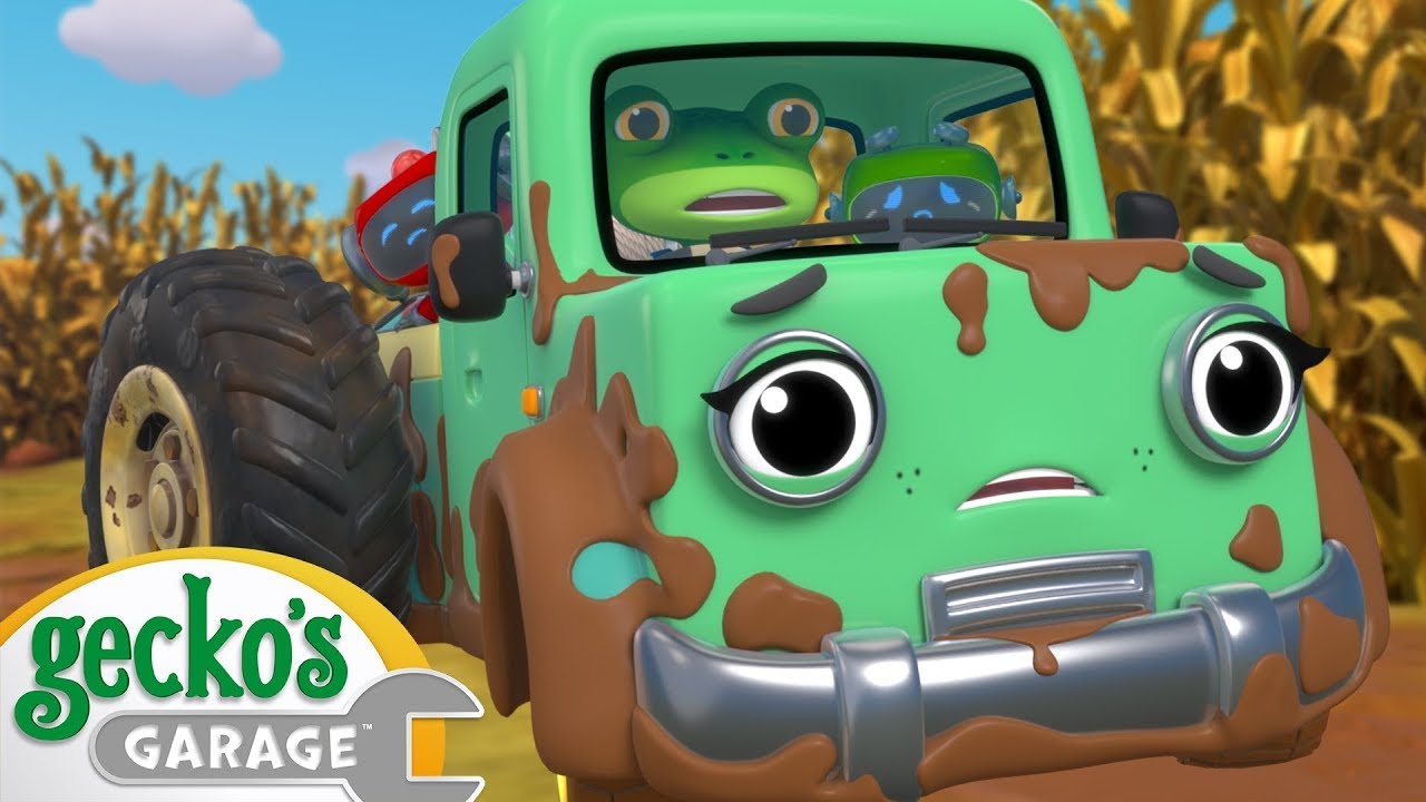 Mud, Maze & Monster Tyres! 🚜🦎💦 | Gecko's Garage | Moonbug Kids - Play and Learn
