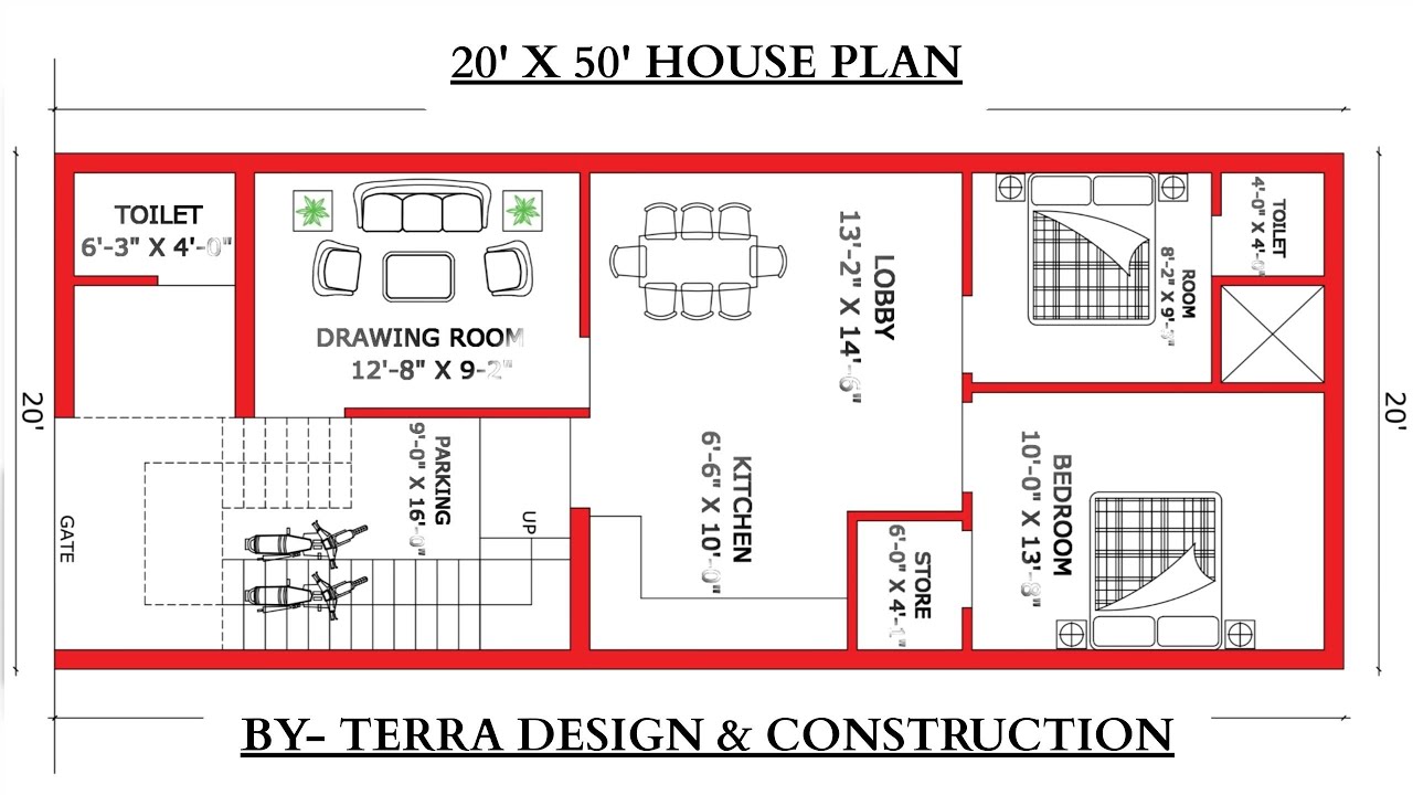 20' X 50' Modern House Plan | Designed By- TERRA DESIGN & CONSTRUCTION.