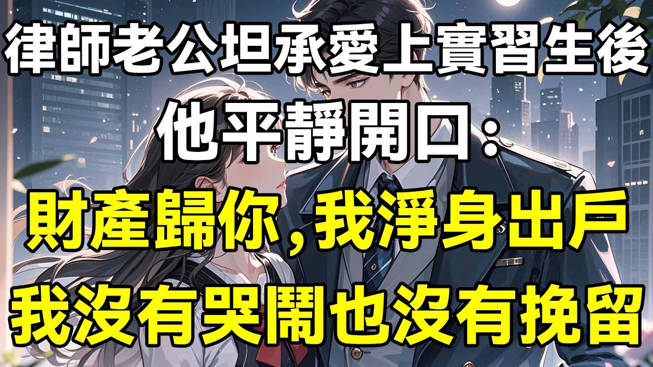 律師先生坦承愛上實習生後，他平靜開口：財產歸你，我淨身出戶，我沒有哭鬧也沒有挽留