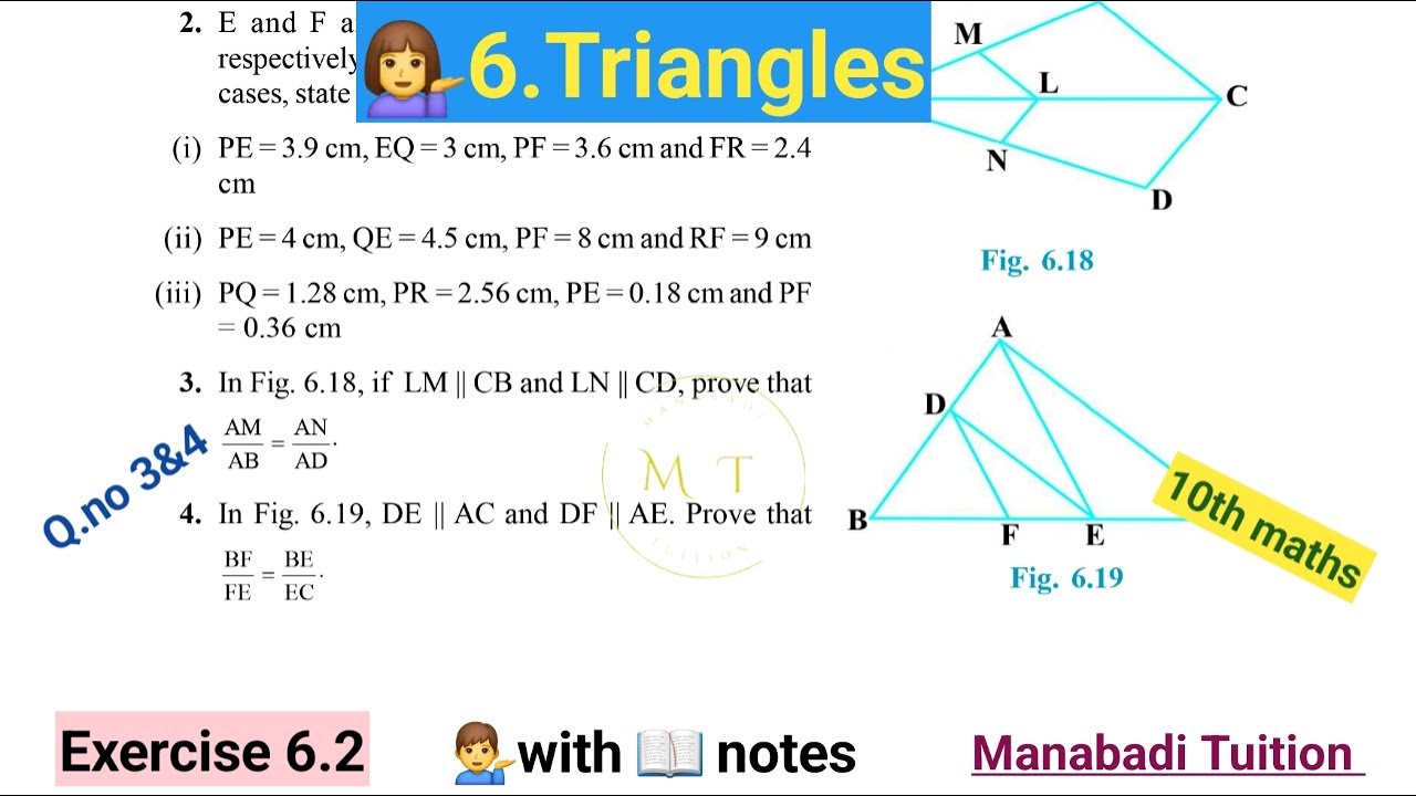 10th class math| chapter 6 |Triangles| Exercise 6.2| Q no 3&4|with notes| CBSE| NCERT|