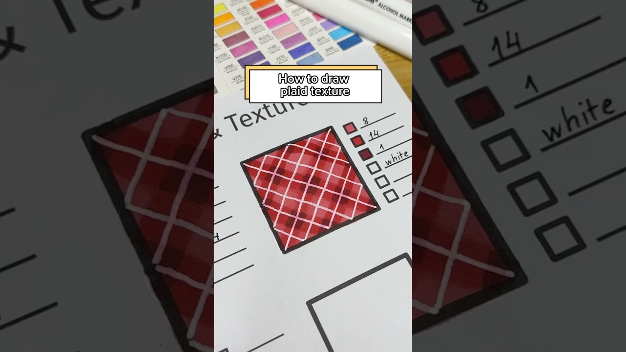How to draw a plaid texture with markers | Relaxing pattern drawing #shorts #tutorial #coloring
