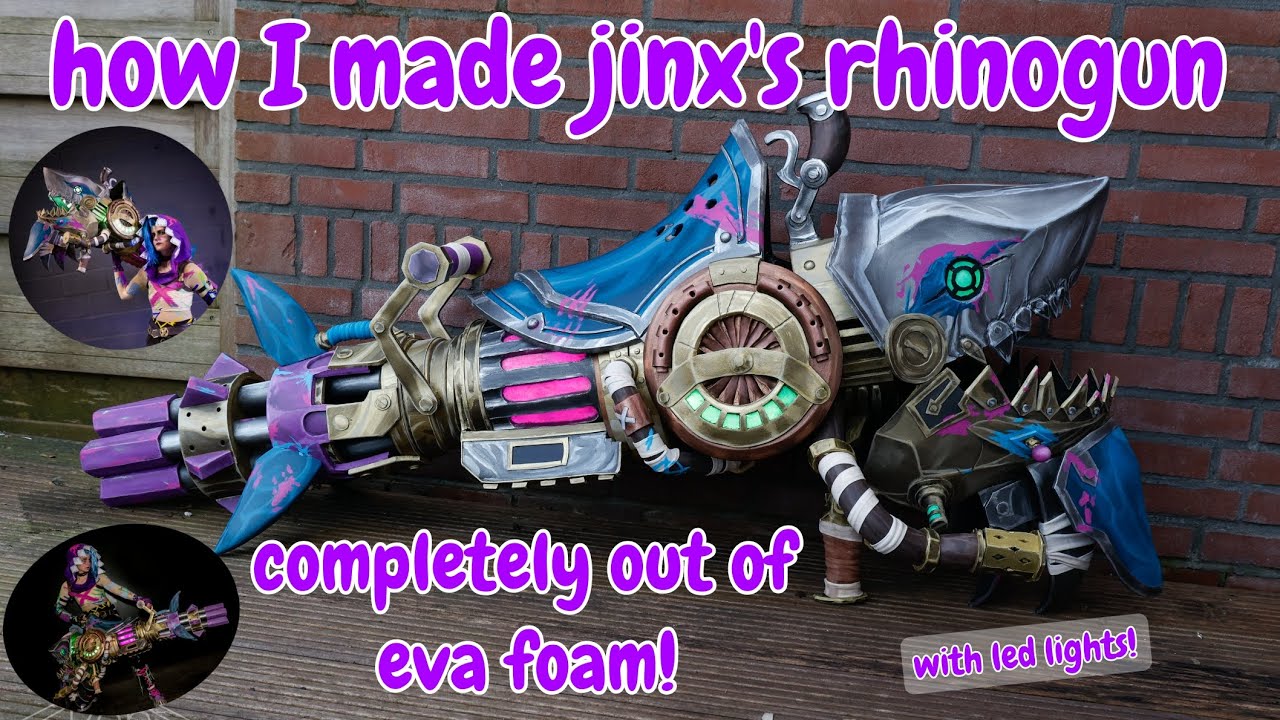 How to make jinx's rhinogun Completely out of eva foam! Diy tutorial jinx fishbones