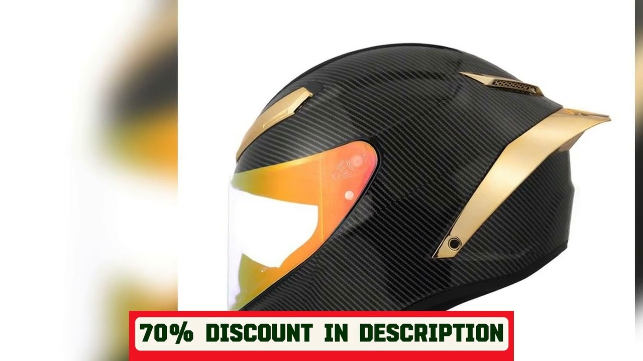 A must-have product #DOT Approved Gold Carbon Fiber Helmet Single Lens Full Face Motorcycle Helmet