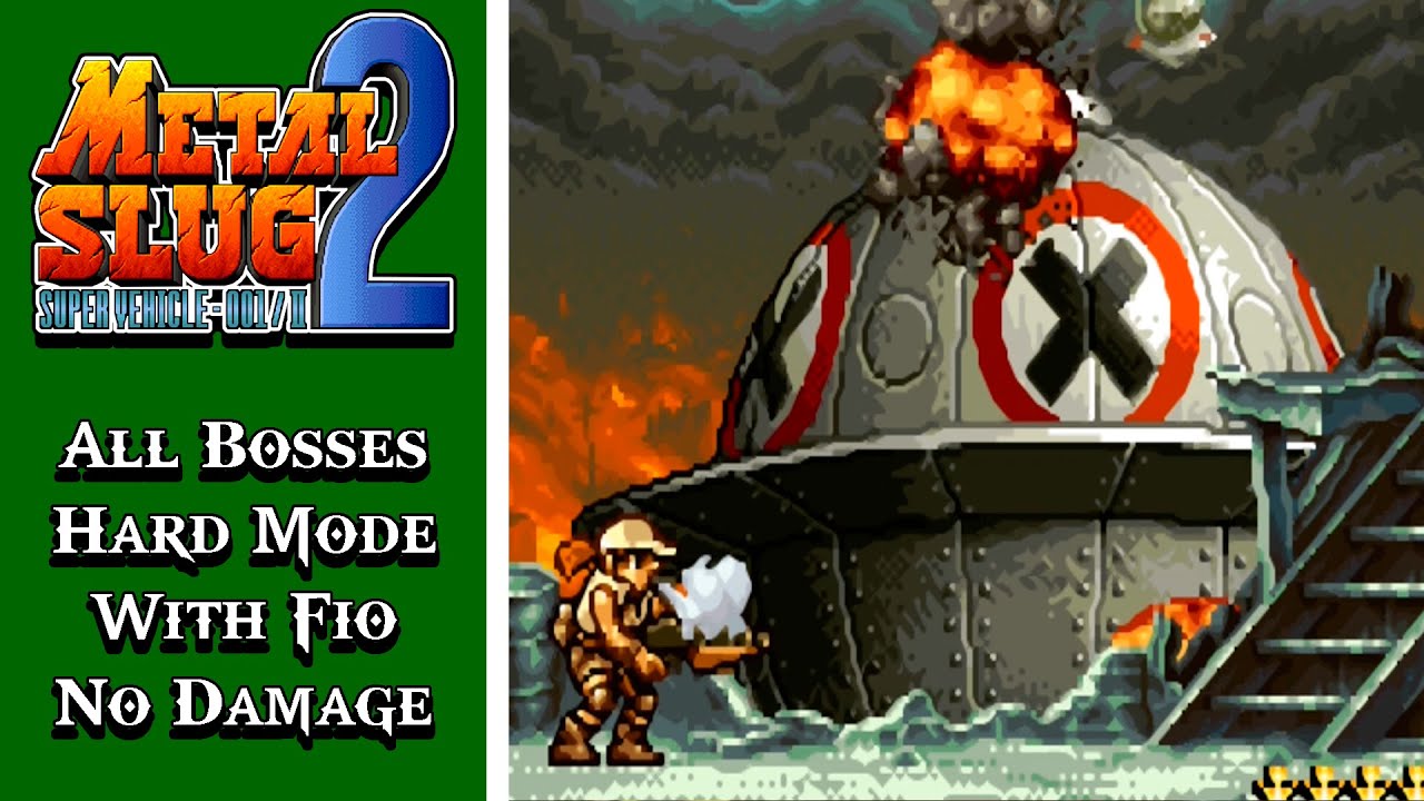 Metal Slug 2 (Arcade) - All Bosses with Fio (Hard Mode, Level 8, No Damage)
