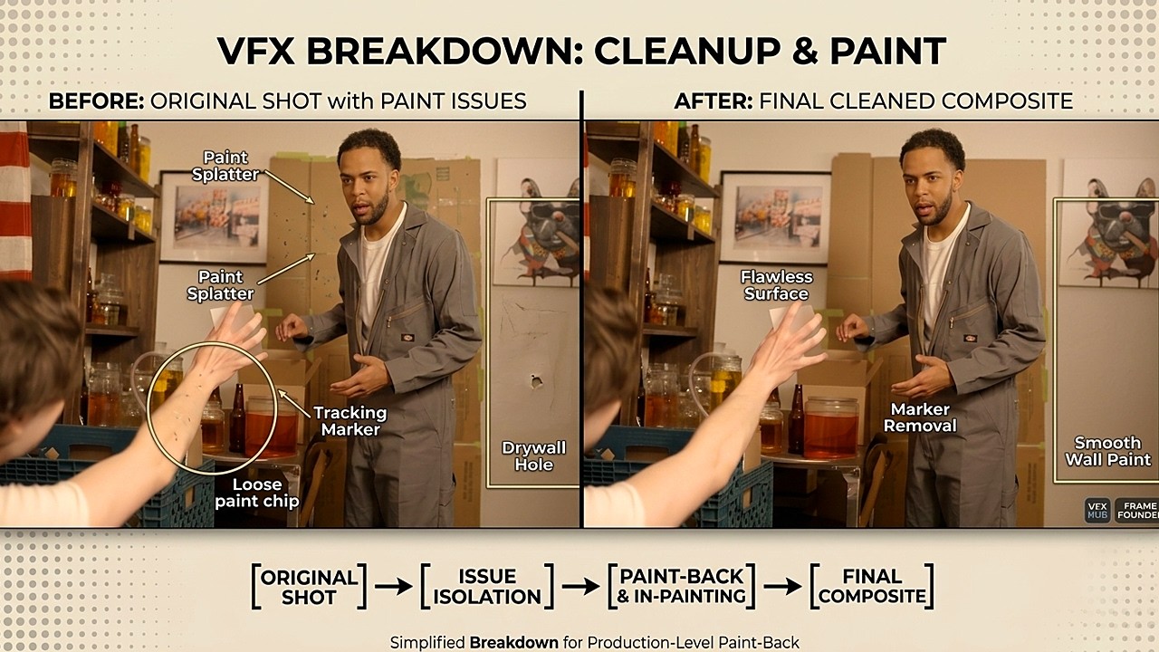 VFX Cleanup/Paint Showreel - Frame Founder Studio 