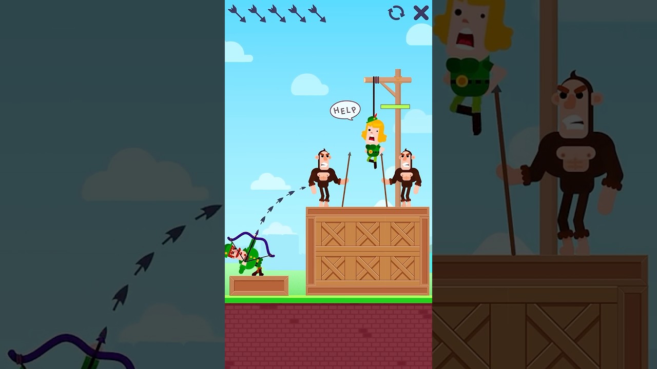 Bowmasters: When Saving the Day Goes Terribly Wrong! 🎯🐒😂 #bowmasters #shorts