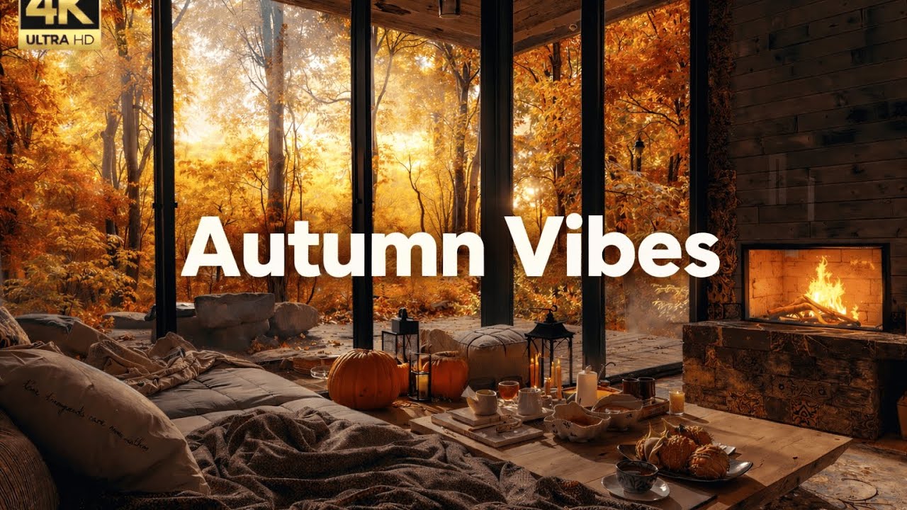 Warm Indoor Jazz Vibes | Soft Autumn Vibes Melody With Great Forest View To Work & Study, Relax