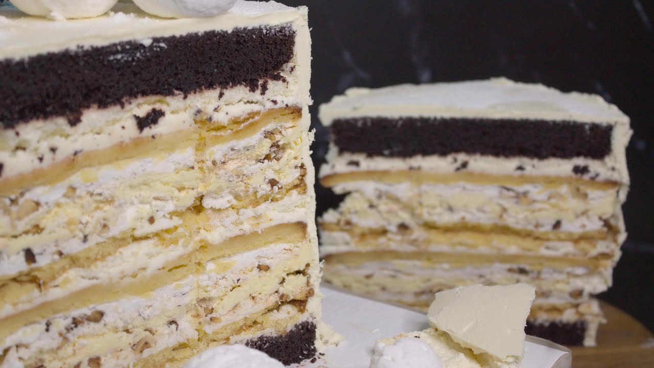 Шоколадно-пісочний торт з горіховим безе 🍫🌰 Хрещатий Яр