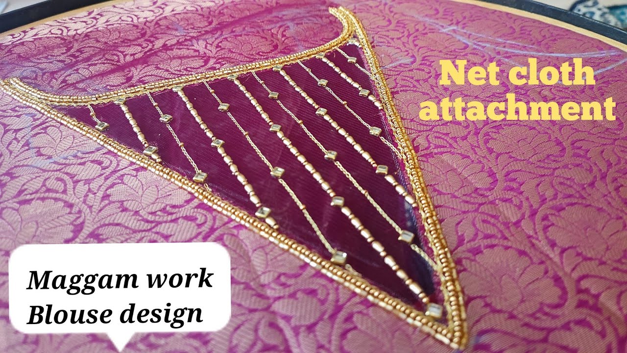 Maggam work blouse net cloth design// #Aari work classes in telugu // #maggamwork #netcloth
