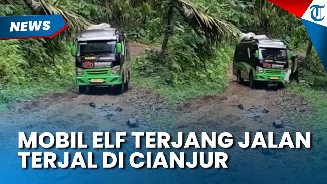 VIRAL Mobil Elf Terjang Jalan Terjal dan Menanjak di Cianjur, Warganet Sebut Miris