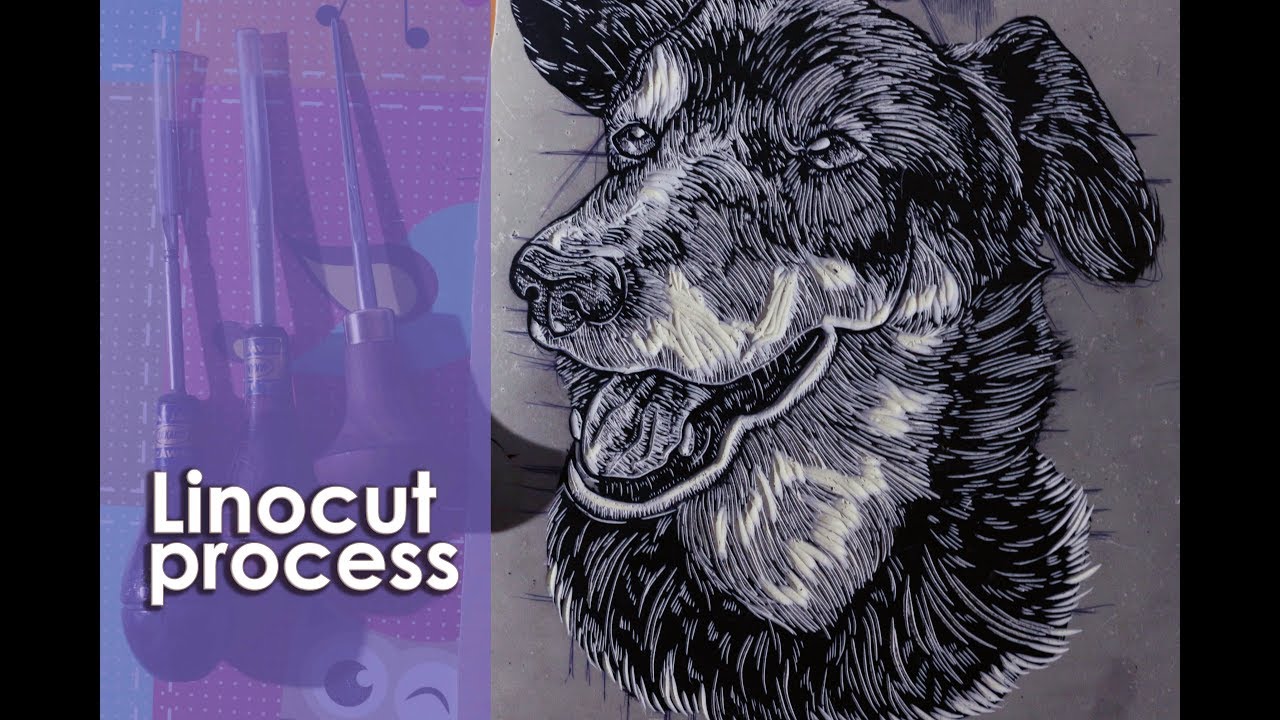 Linocut Process: Hugo | From carving to printing