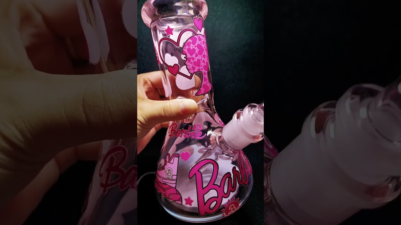 8″ Barbiecore Silhouette Pink Beaker Glass Bong 