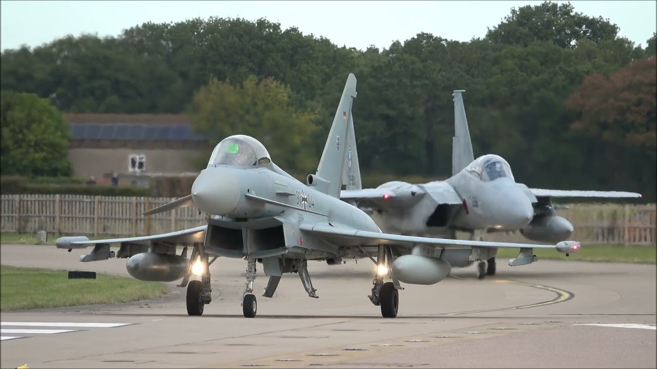 Raven flight of 4, 2x German Typhoons & 2x JAF F-15s at RAF Coningsby, 23rd September 2025.