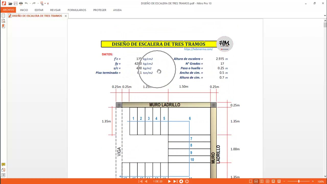 EXCEL PARA DISEÑO DE ESCALERA DE TRES TRAMOS | CONCRETO ARMADO