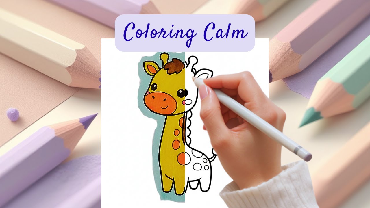 Coloring Calm  Cute Giraffe Coloring for Relaxation 🦒