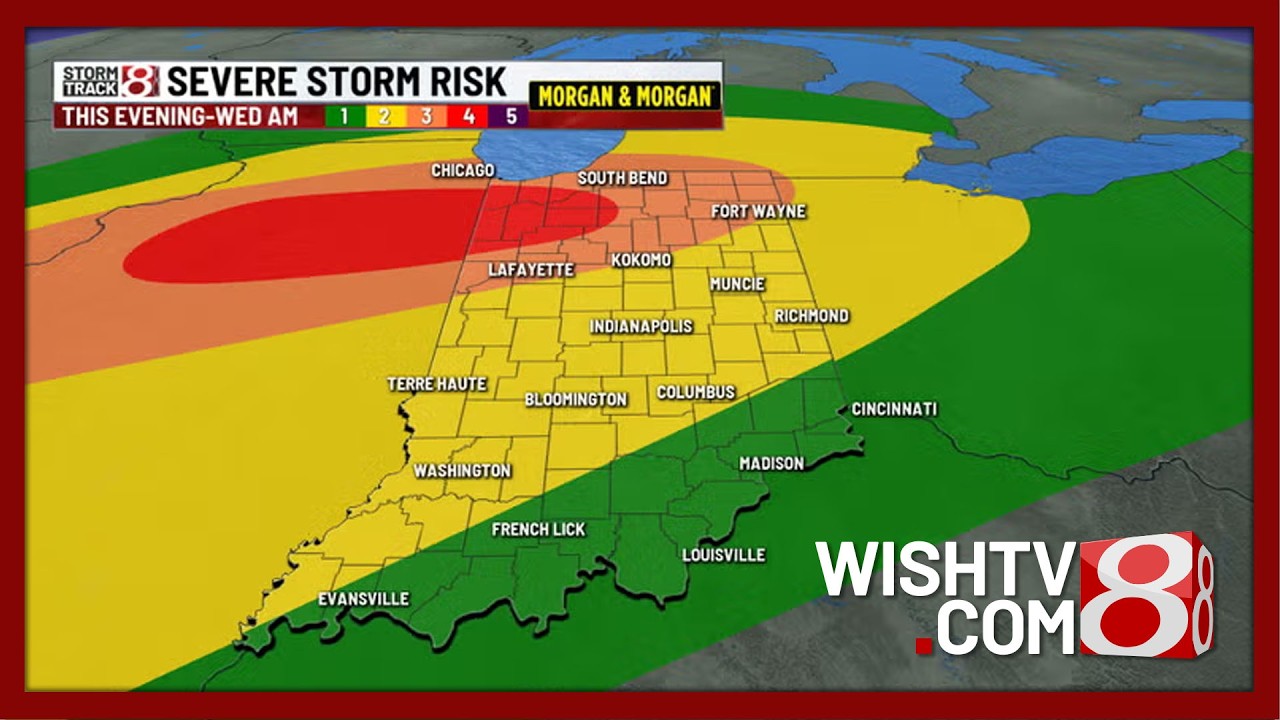 Severe storm risk into tonight through early Wednesday morning