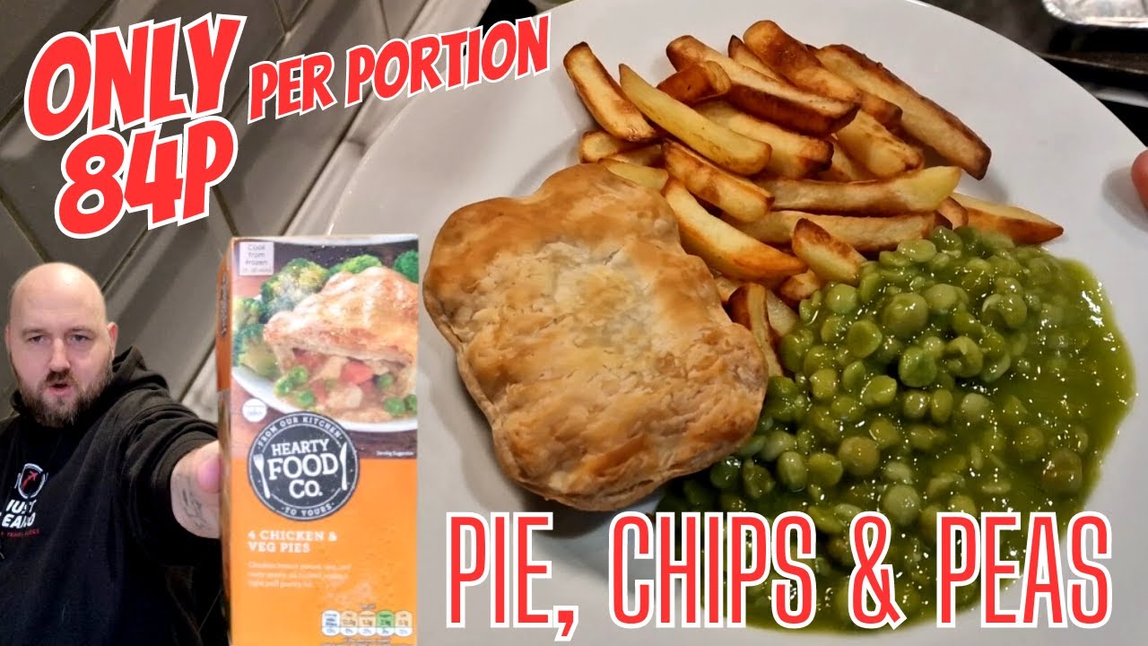 ONLY 84p - Pie, Chips & Mushy Peas - HEARTY FOOD COMPANY - Mini Series  Day 2 - BUDGET FRIENDLY FOOD