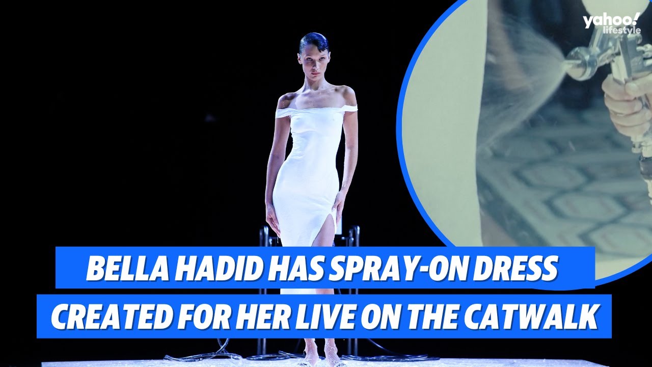 Bella Hadid has spray-on dress created for her live at Paris Fashion Week | Yahoo Australia