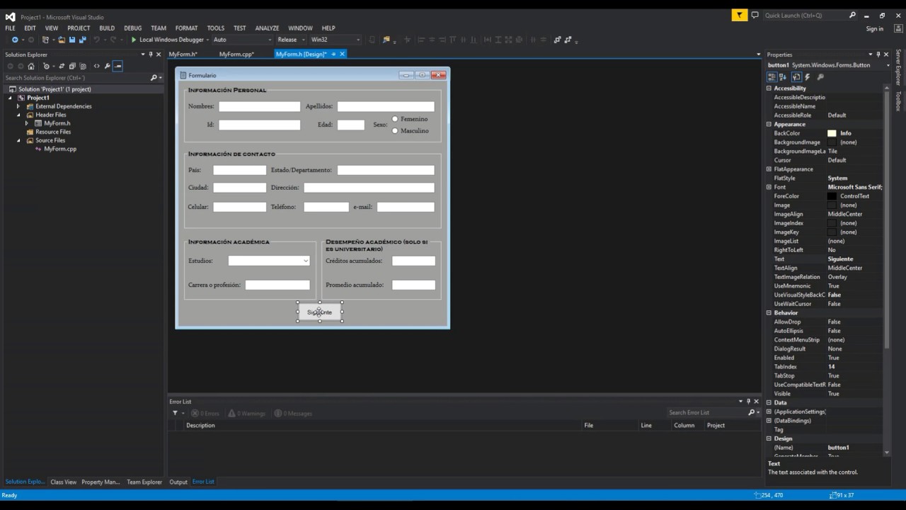 Tutorial Interfaz gráfica Visual Studio 2013 y C++ - Parte III