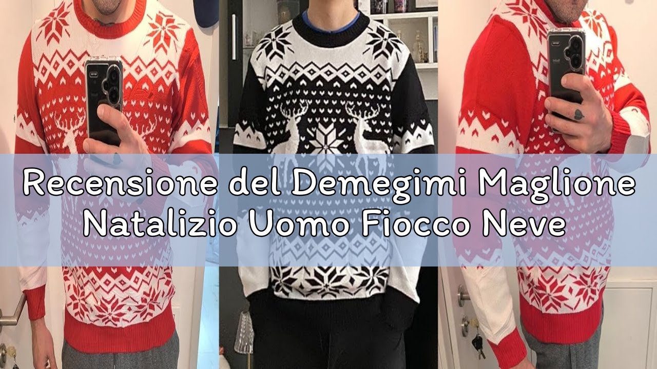 Recensione del Demegimi Maglione Natalizio Uomo Fiocco Neve Alce Maglioni Girocollo Neck Pullover Ma