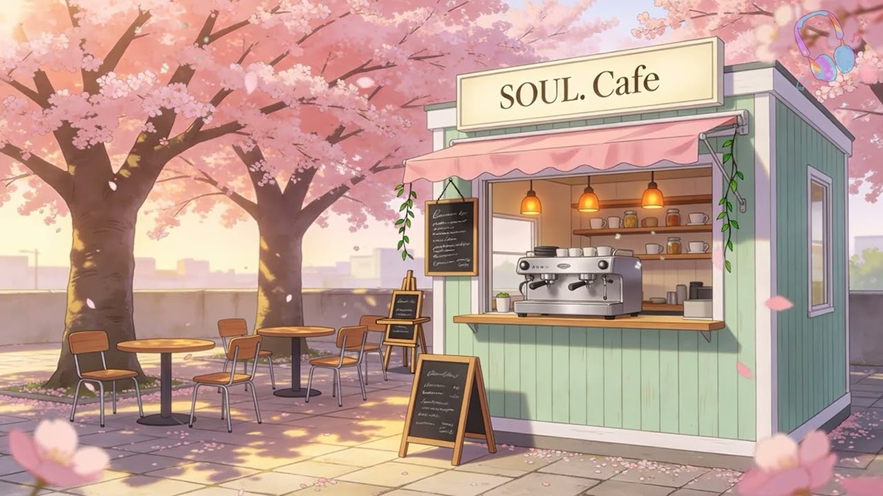 SOUL Café Under Cherry Blossoms ☕ Spring Chill Vibes 🌸 Relaxing Lofi for Work / Study