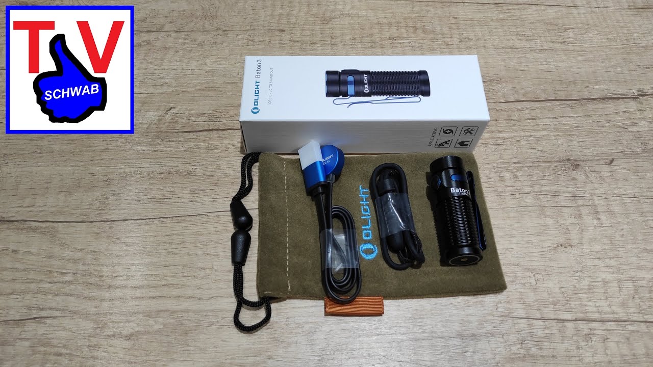 Olight Baton 3 LED flashlight Taschenlampe schwarz black unboxing short review test im Einsatz