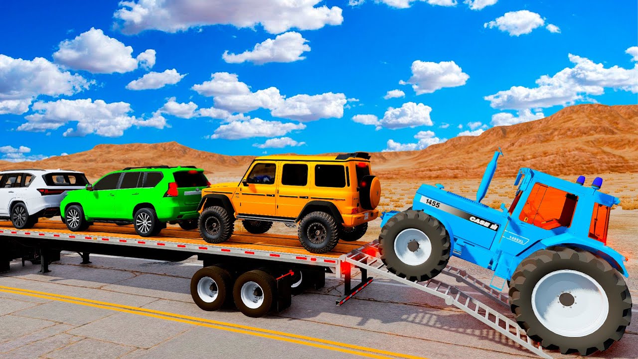 Flatbed Truck Mcqueen | Transportation with Truck - Pothole vs Car #32 - BeamNG.Drive