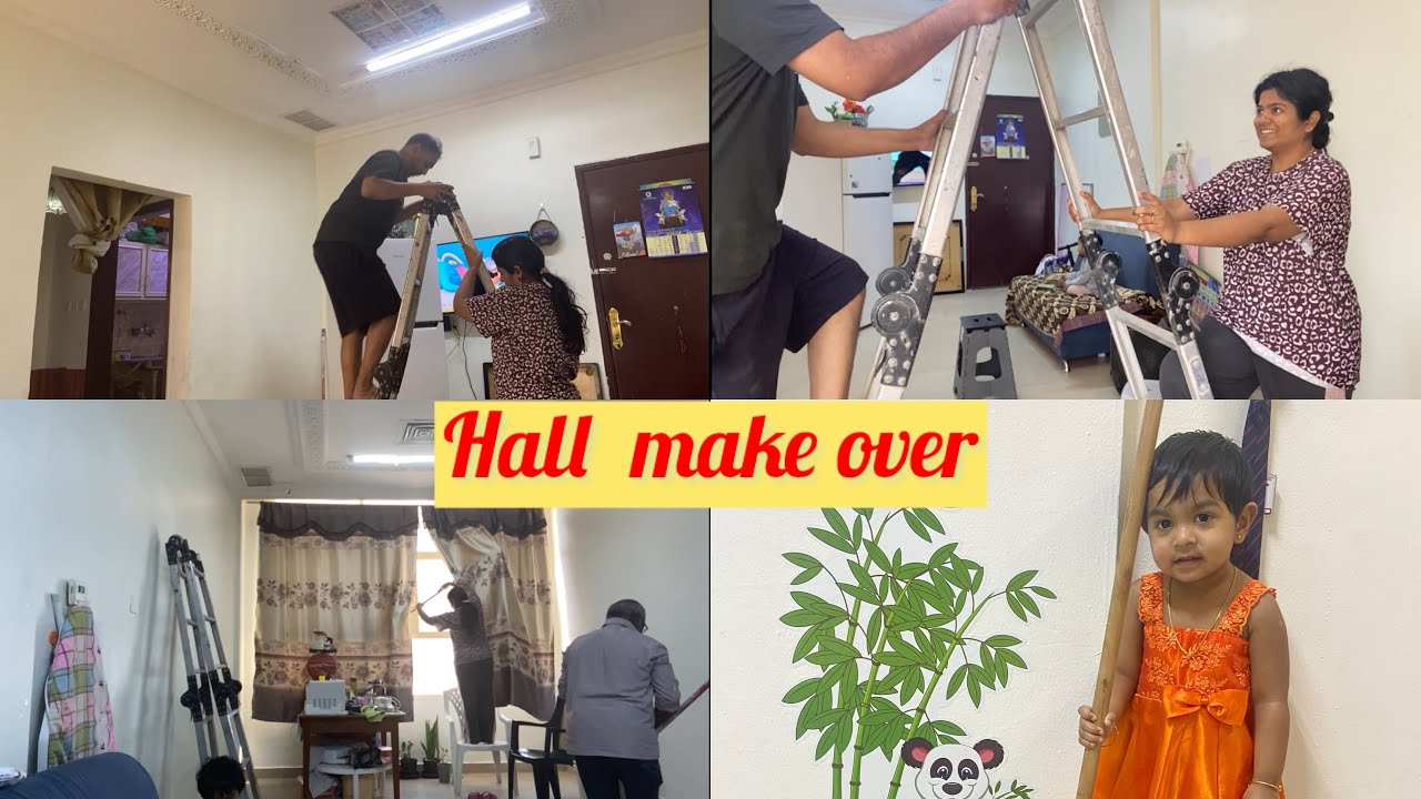 Kuwait la எங்க வீட்டுக்கு வெள்ளை அடிச்சாச்சு/whitewash to our hall /kuwait tamil vlog 