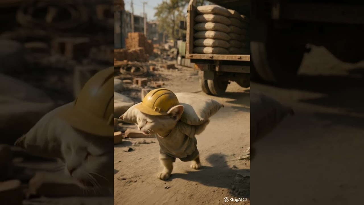 Poor cat hard working