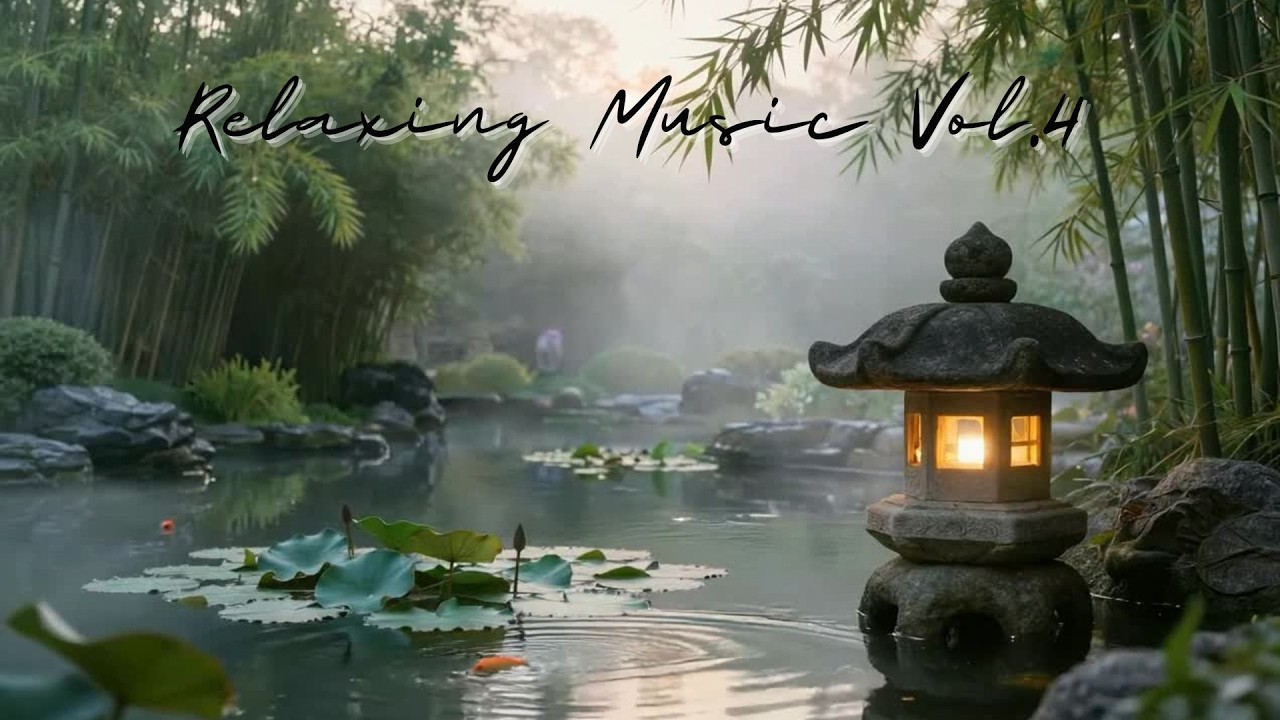 Misty Garden Pond with Serene Piano | Relaxing Instrumental Music for Peaceful Moments