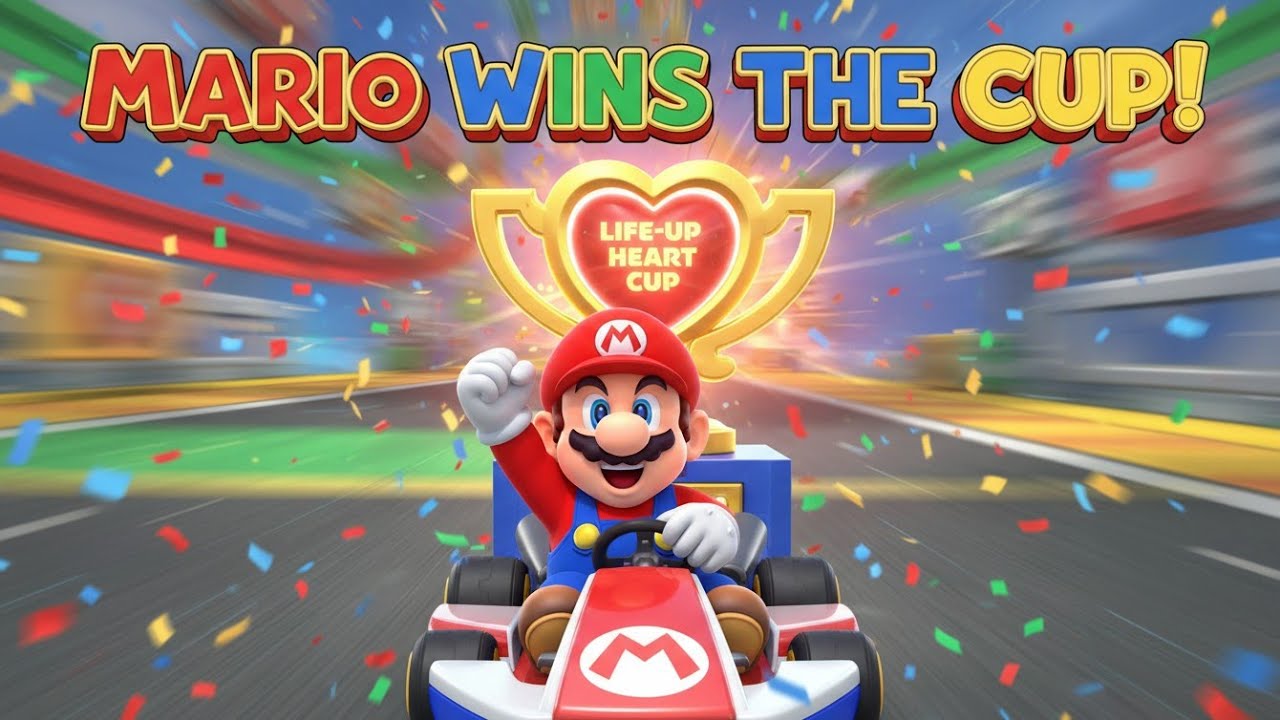 Mario wins the Life-Up Heart Cup | Mario Kart 8 Deluxe