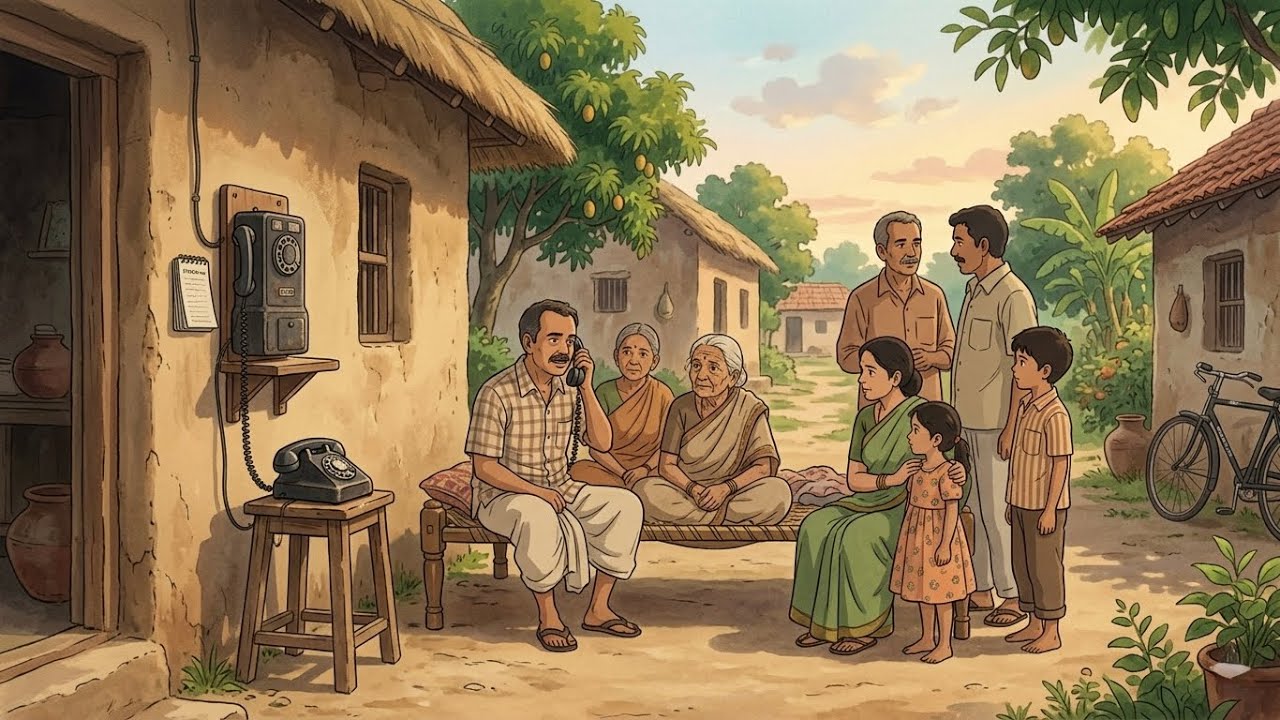 90’s में जब पूरे गाँव के लिए सिर्फ एक फोन था | Ghibliart| peaceful vibes 