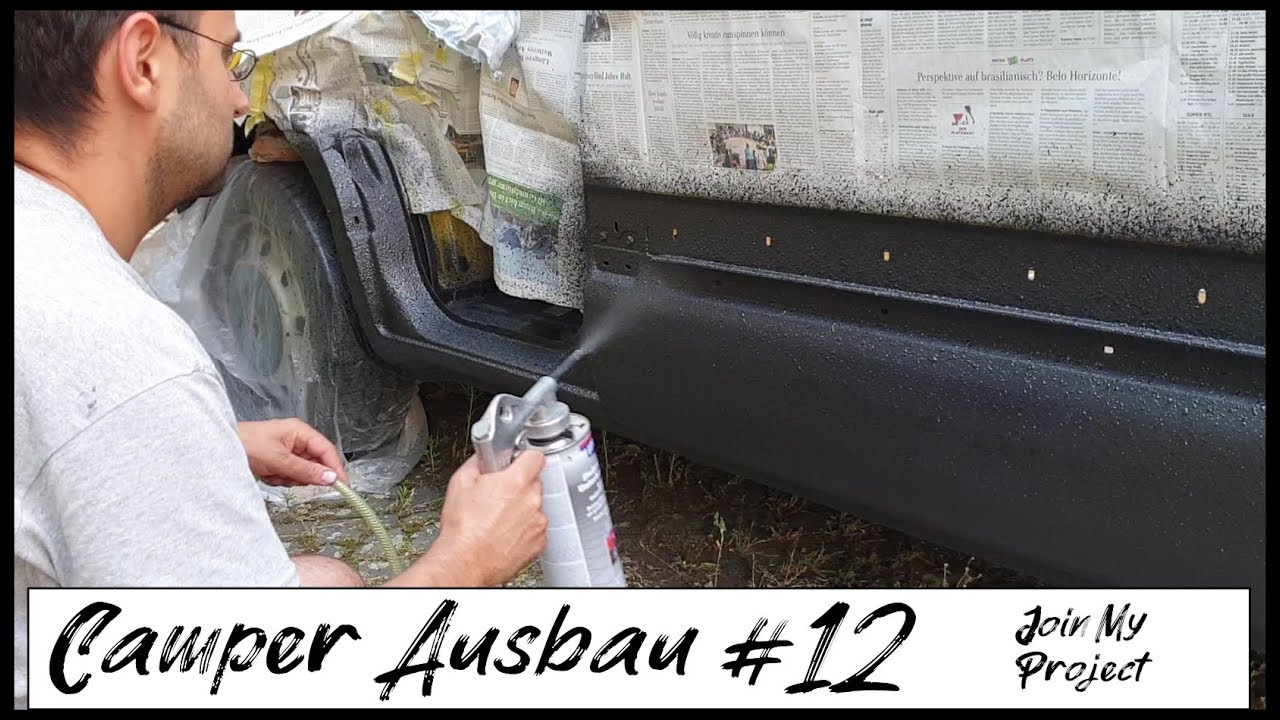 Steinschlagschutz am Schweller selber auftragen | Rostschutz für 10 Euro | Camper Umbau DIY #12