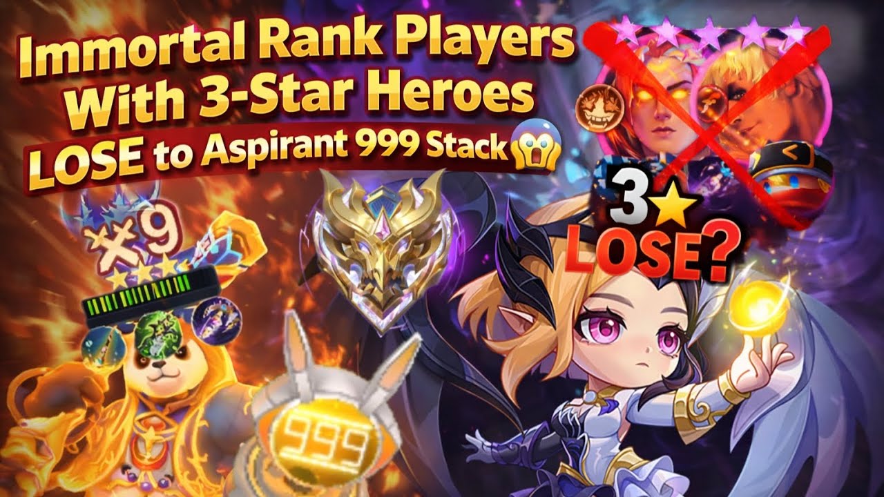 Immortal Rank Players With 3-Star Heroes LOSE to Aspirant 999 Stack 😱