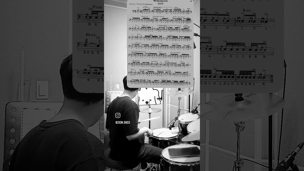 Charley Wilcoxon All American Drummer Solo #144 (No repeat) with kick #practice #drum #drumsolo