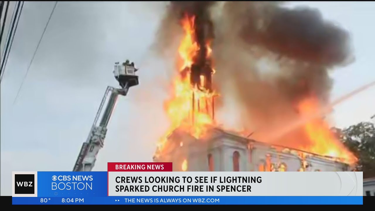 Firefighters investigating if lightning sparked Spencer church fire