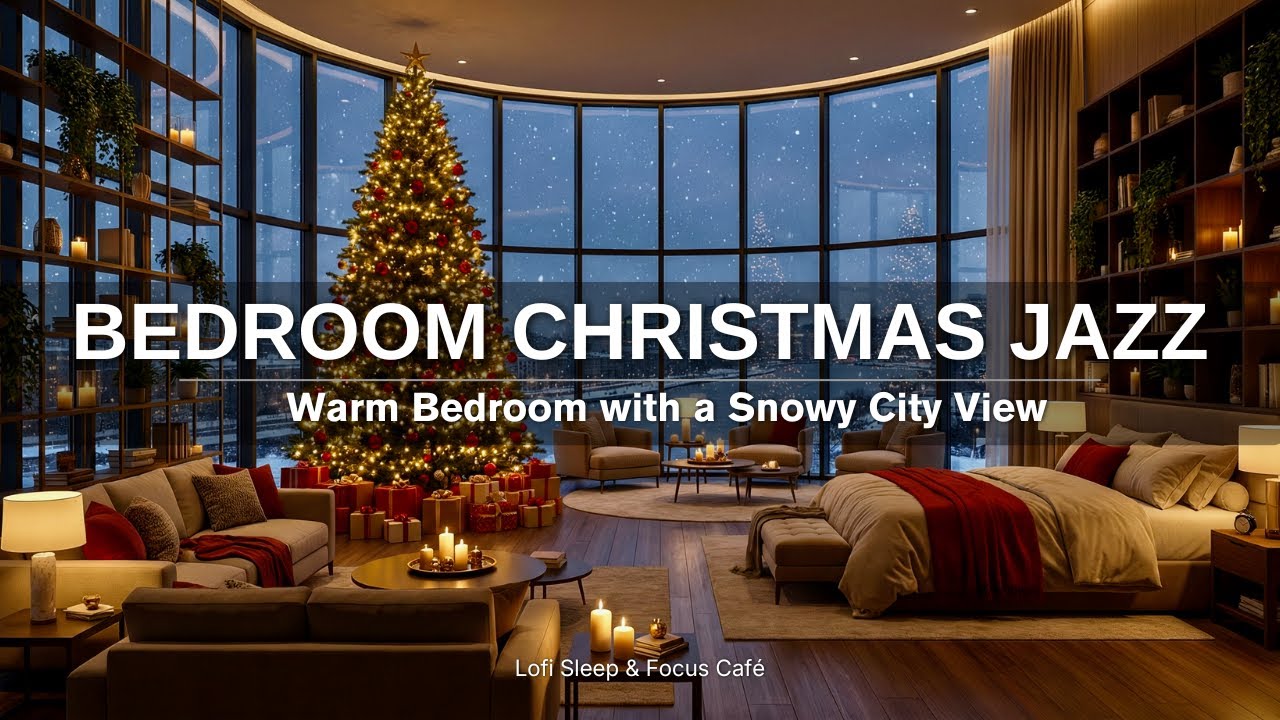 CHRISTMAS JAZZ | VOL.3 🎄 Cozy Bedroom Christmas Jazz with Snowy City View 🎷