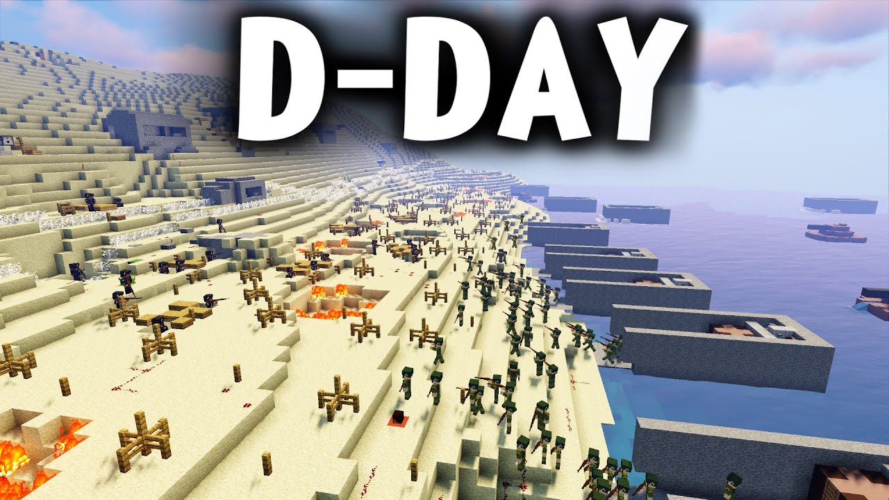 EPIC D-DAY in MINECRAFT | World War 2 mod (Flans mod)
