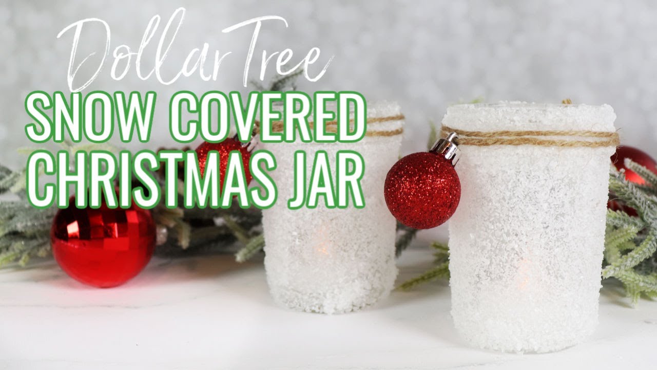 Easy Snow Covered Mason Jar Dollar Tree Winter Craft