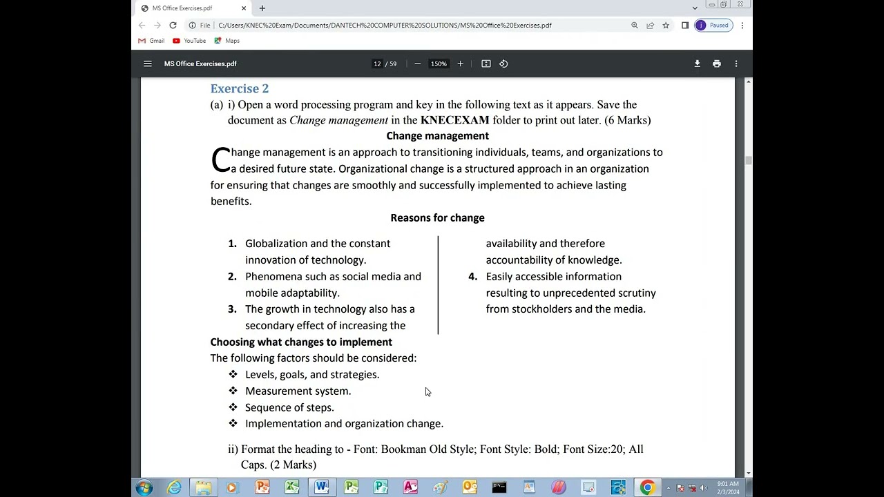 Microsoft Office Word Exercise 2a by Daniel Maundu