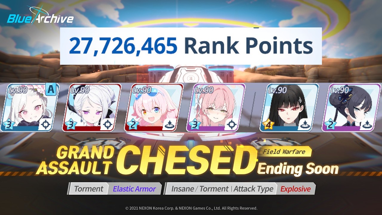 [Blue archive] Chesed red Insane | nutsuki clear | Grand assault 26 - 27,726,465 pts
