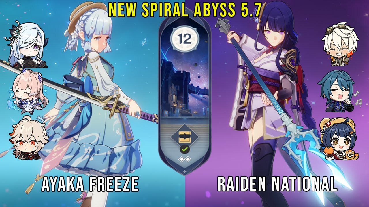 NEW Genshin Impact Abyss 5.7 | C0 Ayaka Freeze and C0 Raiden National | Floor 12 9 Stars